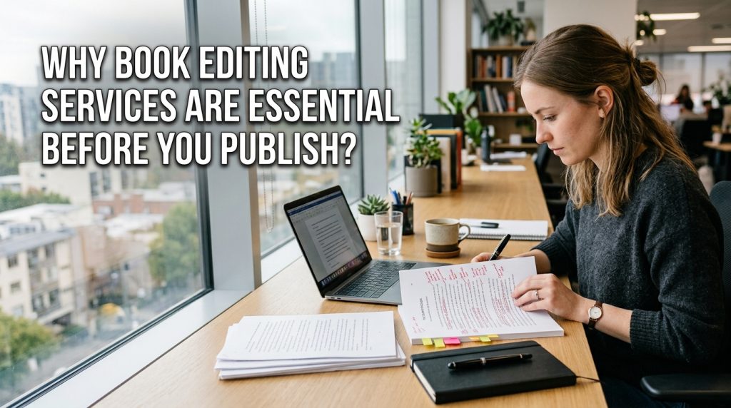 Professional book editing services helping refine a manuscript before publication